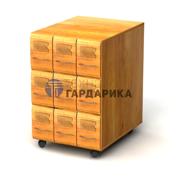 Формулярный мобильный модуль для кафедры выдачи, 9 ящиков (фасад МДФ) Формулярный мобильный модуль для кафедры выдачи, 9 ящиков (фасад МДФ)